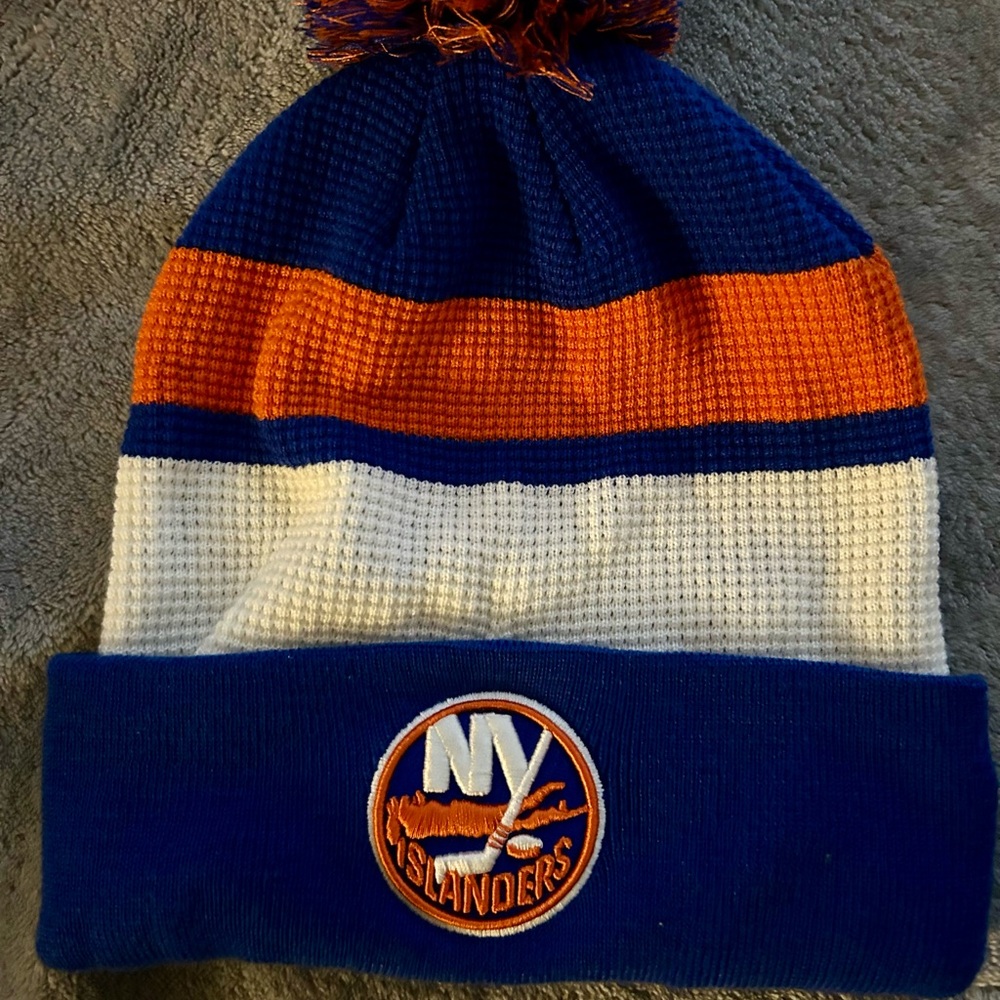 New York Islanders Fanatics NHL Draft Authentic Pro Cuffed Pom Knit Hat New